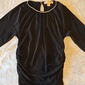 Michael Kors Black Blouse with Beaded Neckline